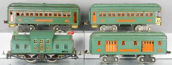 LIONEL TRAIN SET: std ga, 10 loco, rewheeled, 332 baggage, 339 Pullman, 341 obsv, C6-7.