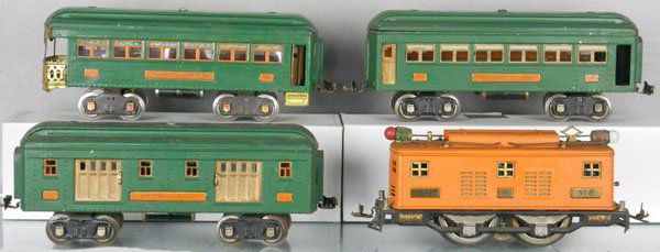 LIONEL TRAIN SET: std ga, 8 loco, rewheeled, 332 baggage, 339 Pullman, 341 obsv, set is repainted, playworn, dirty & has some oxidation, C4-5.