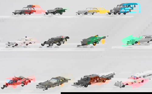 12 MATCHBOX VEHICLES: 3C2, 29C2, 20C6, 47B6, 44B2, 55C2, 59C3, 56B3, 51B2, missing barrels, 66B1, 61A1, C6-8.
