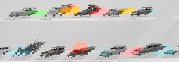 11 MATCHBOX MOKOS: 7A2, 37A4, 33A4, 11A1, 9B1, 46A4, 36A1, 11A4, 46A4, 43A1, 57A4, all are playworn, C4-5.