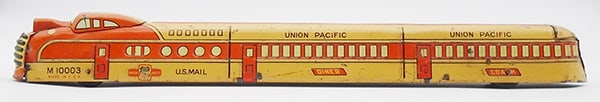 MARX UP TRAIN SET: litho tin, 22 in long, windup works erratically, C6.