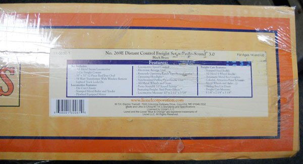 LIONEL MTH 5507 269E TRAIN SET: O ga, 261E loco & tender, 254 tank, 259 hopper, 257 caboose, w/track & transformer, w/sound & smoke, sealed in orig box, C10.