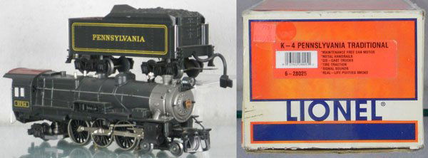 LIONEL 6-28025 K-4 PRR LOCO & TENDER: O ga, w/sound & smoke, orig box & insert, C8-9.