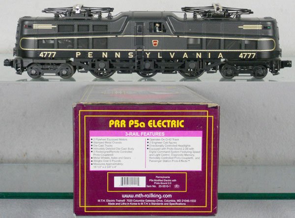 MTH 20-5510-1 PRR P5A ELECTRIC LOCO: O ga, twin motor, w/sound, test run, orig box &insert, C9.