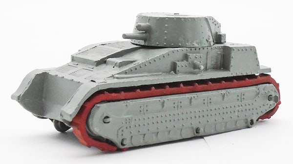 DINKY 22F ARMY TANK: Gray w/red tread remnants, inside is marked Meccano Dinky Toys, made in England by Meccano Liverpool, C8.
