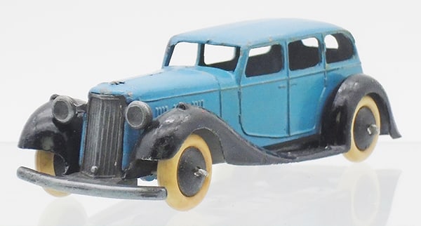 DINKY 36A ARMSTRONG SIDDELEY: Blue & black, white tires & black hubs, blue body repainted, 1937 version, made in England, C6.