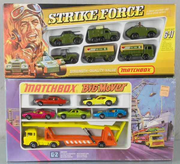 2 MATCHBOX GIFT SETS: G2 Big Mover, orig box, C10; G11 Strike Force, orig box, C9-10.