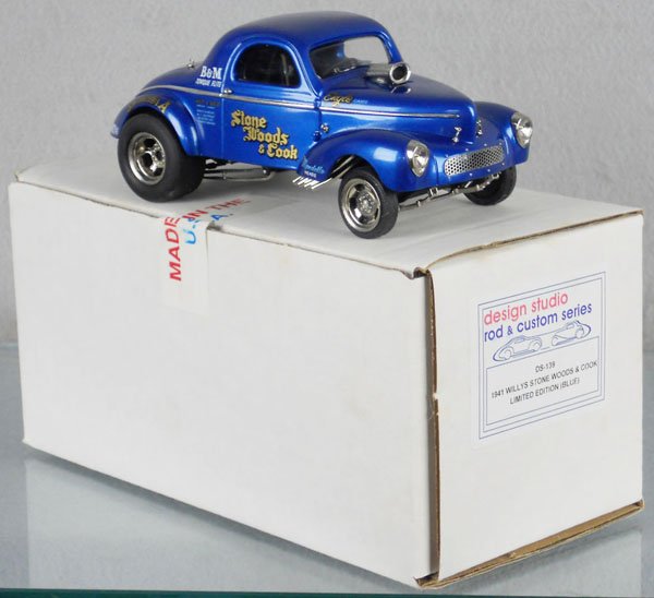 DESIGN STUDIO 139 WILLYS RACER: 1941 Stone Wood & Coke Dragster, 6 1/2" long, orig box & insert, C9.