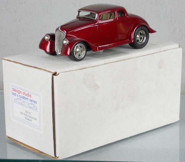 DESIGN STUDIO 116 WILLYS STREET ROD: 1933 wine berry Willys, 6" long, orig box & insert, C9.