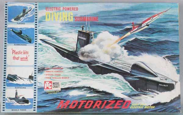 ITC 3660-998 SUBMARINE KIT: plastic, most parts sealed in bag, w/directions, orig box & insert minor wear, C9.