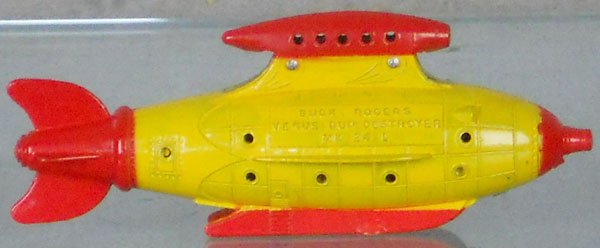 TOOTSIETOY 1032 VENUS DUO-DESTROYER: red & yellow, C8-9.