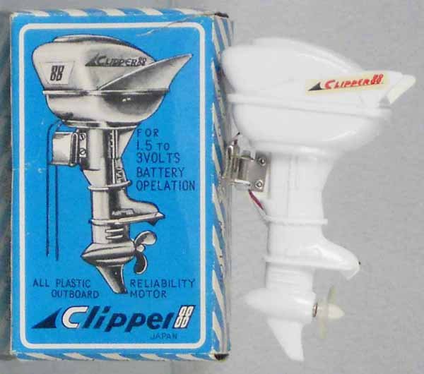OTAKI CLIPPER 88 OUTBOARD MOTOR: plastic, 4" tall, some decal wear, orig box minor wear, C7.