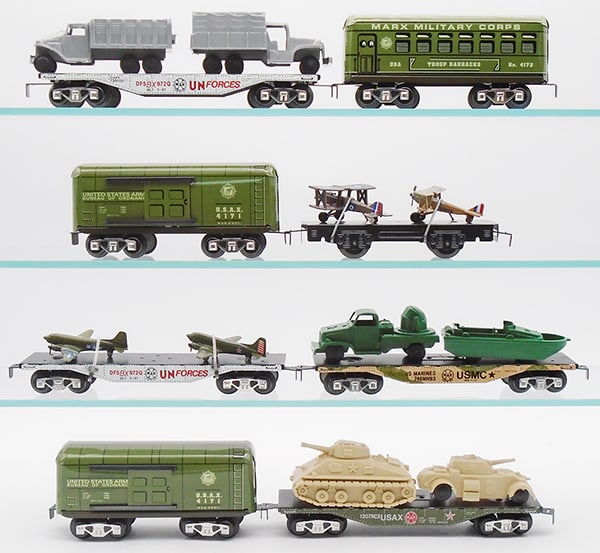 8 NEW MARX MILITARY FREIGHT CARS (1 of 3)