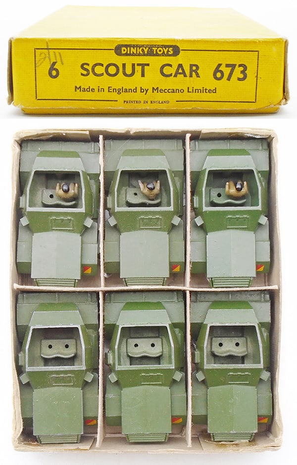 DINKY 673 SCOUT CARS IN TRADE BOX (1 of 1)