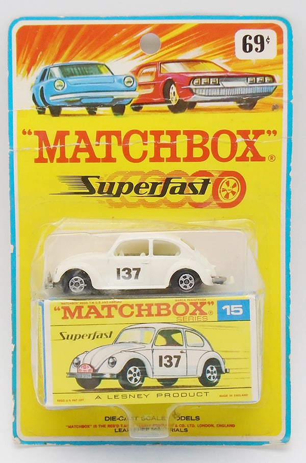 MATCHBOX 15D2 VOLKSWAGEN 1500 SALOON: factory sealed on orig blister pack card, card has minor wear & crack, C10.