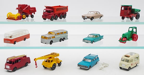 12 MATCHBOX VEHICLES: 65C1, 17D2, 28C2, 2C1, 68B2, 66C2, 33B2, 1D1, 9C3, 11C1, 42B2, 47B6, C7-9.