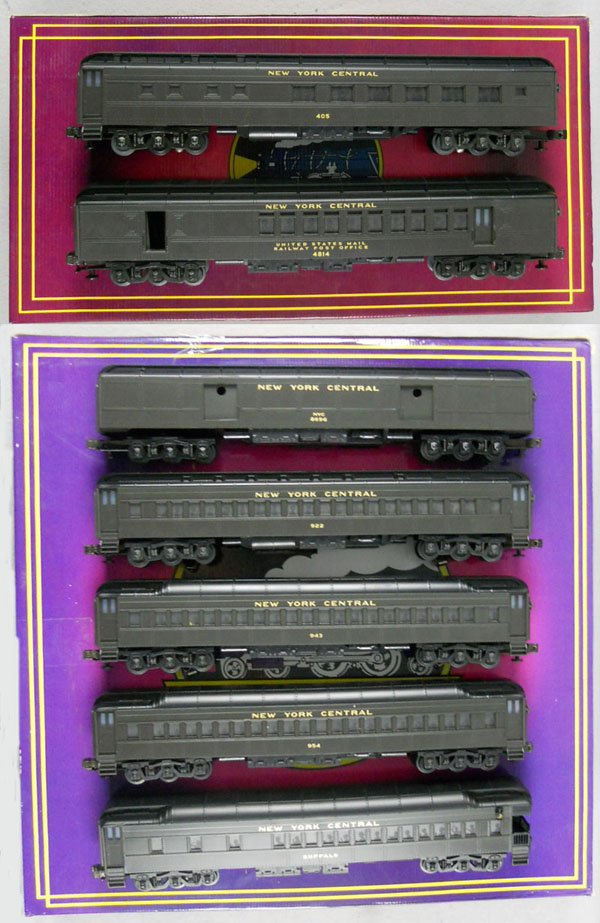 2 MTH NYC CAR SETS: O ga, 4005 & 4105 passenger & combine/diner sets, orig boxes some wear, C8-9.