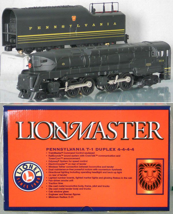LIONEL 73-8020-200 PRR T1 DUPLEX LOCO & TENDER: O ga, w/sound & smoke, orig box minor wear, C8-9.