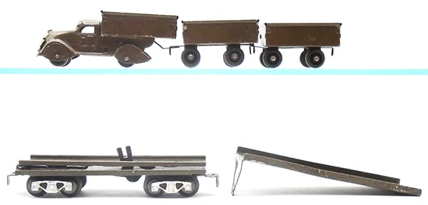 MARX ARMY TRUCK W/RAMP CAR (1 of 2)