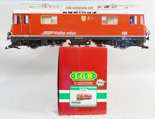 LGB 22430 RHATISCHE BAHN GE LOCO: G ga, 615 Klosters electric loco, red, orig box & insert minor wear, C8-9.
