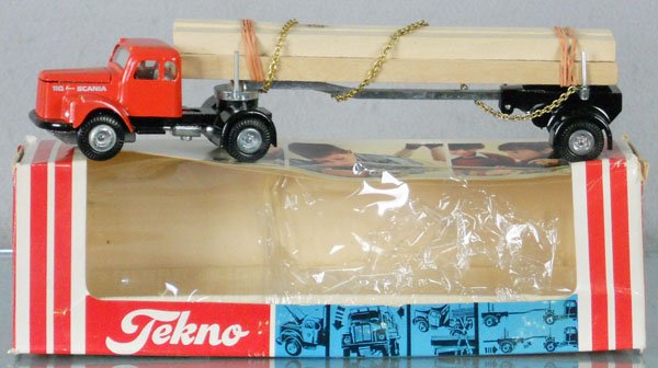 TEKNO 483 LUMBER TRUCK: die cast, w/wood load, orig box & insert minor wear, C9.