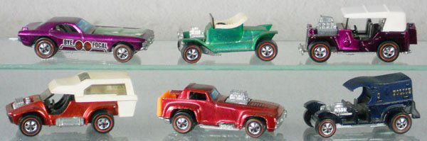 6 HOT WHEELS REDLINE VEHICLES: Bye Focal, Hot Heap, Grasshopper, Power Pad, Short Order, Paddy Wagon, orig issues, C6-8.