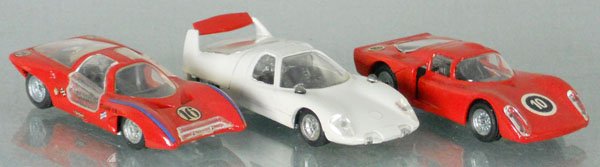 3 POLITOYS AUTOS: die cast, E566 Ferrari, E580 Samurai, E583 Alfa Romeo, C7-8.