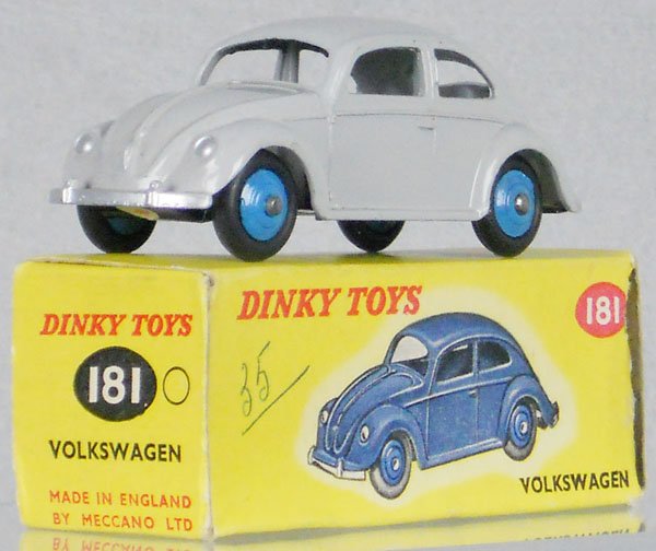 DINKY 181 VOLKSWAGEN BEETLE: orig box worn, C9.