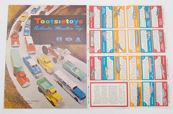 2 TOOTSIETOY CATALOGS: 1956, 8 1/2" x 11", full color, Junior Catalog, ca 1930s, 8 1/2" x 11", folds down to 4 1/4" x 2 3/4", C5-7.