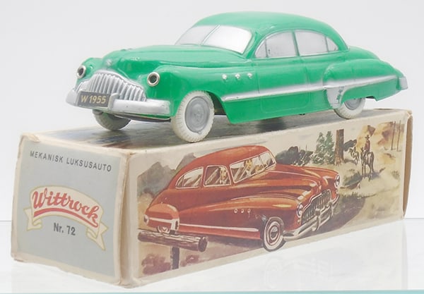 WITTROCK 72 BUICK: plastic windup working, 6 1/2", orig box minor wear, C8-9.
