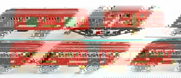 LIONEL TRAIN SET: std ga, 380 loco, small dent in roof, restored, 320 baggage, 319 Pullman, 320 obsv, set is maroon w/mojave trim, C5-8.