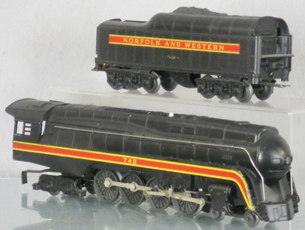 LIONEL 746 NORFOLK & WESTERN LOCO & TENDER: O ga, 746 loco, 746W tender, shell has been restamped on a 2671W chassis, C6.
