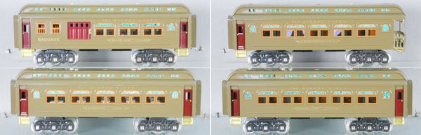 4 WILLIAMS IVES PASSENGER CARS: std ga, 419 combine, 431 diner, 418 parlor, 490 obsv, C9.