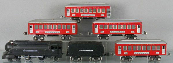 LIONEL TRAIN SET: O ga, 238E loco, 265W tender, both are restored, 3 #610 Pullmans, 612 obsv, C5-7.