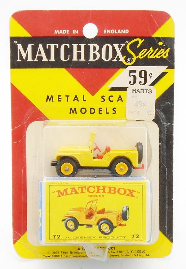 MATCHBOX 72B1 STANDARD JEEP BLISTER PACK: factory sealed on orig card, minor edge wear, C10.