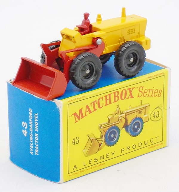 MATCHBOX 43B4 AB TRACTOR SHOVEL: Stannard code 7, orig D1 box, C9.