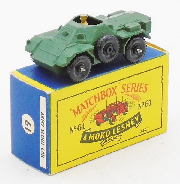 MATCHBOX MOKO 61A1 FERRET SCOUT CAR: Stannardcode 1, orig B4 box, C9.