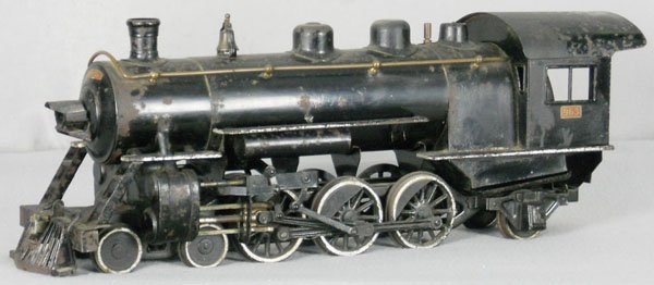 BUDDY L 1000 LOCO & TENDER: painted pressed steel, 43" long, some surface oxidation spots, decals chipped, die cast couplers broken, C3-4.