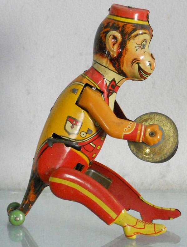 MARX HOPPO MONKEY: litho tin, windup working, 9 1/2" tall, C6-7.