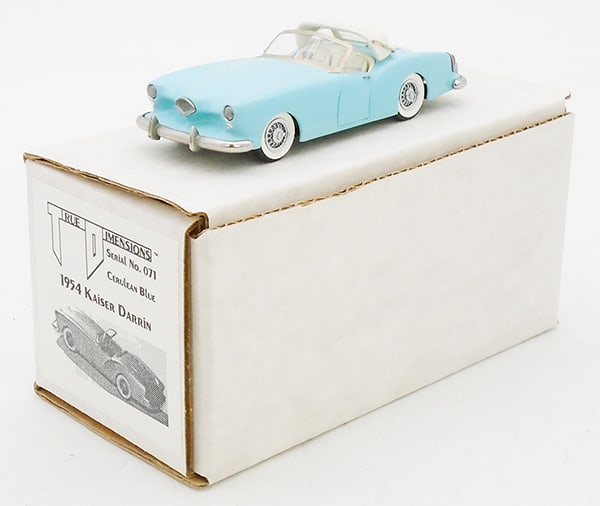 TRUE DIMENSIONS 71 1954 KAISER DARRIN: white metal, Cerulean blue, #161 of 435, orig box & insert, C9.