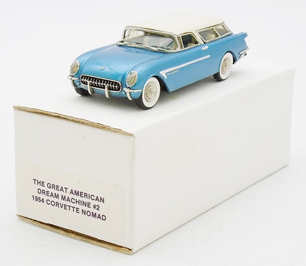 GADM #2 1954 CHEVROLET NOMAD SHOW CAR: white metal, blue & cream, orig box & insert, C9.