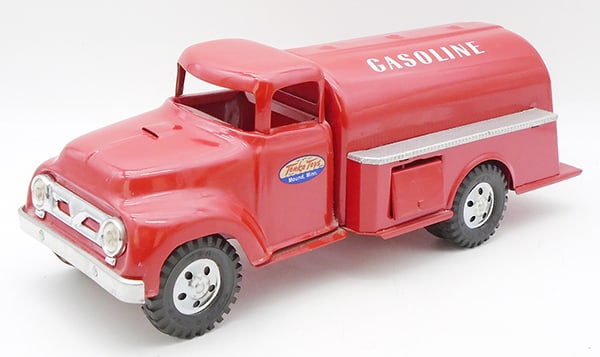 TONKA 1957 #16 GASOLINE TANKER TRUCK: painted pressed steel, 15" long, restored, C9.