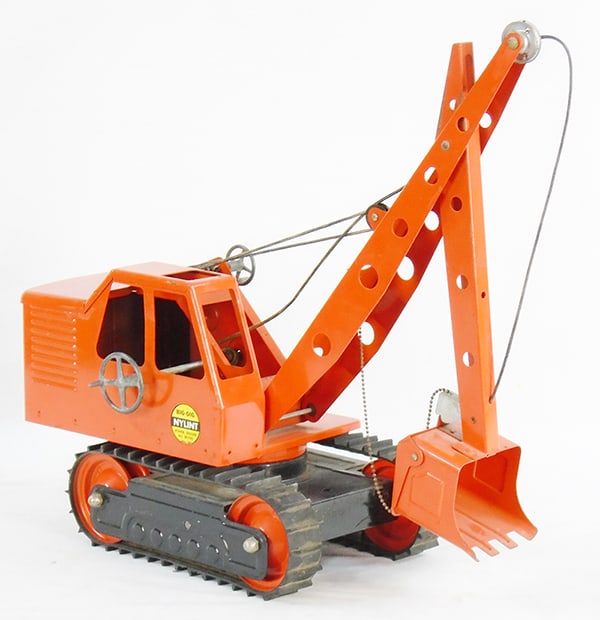 NYLINT-SEARS SR1100 BIG DIG: painted pressed steel, 20" long, orange, Sears version, working, C7-8.