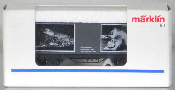 MARKLIN 94709 HELMUT NEWTON BOX CAR: HO ga, w/loco & smoking nude graphics, orig box & insert, C9.