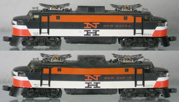 LIONEL 2350 NEW HAVEN EP5 DIESEL: O ga, replaced nose decals, 1 side has large melted area, some minor battery corrosion, C5.