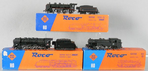 3 ROCO LOCOS: HO ga, 2-rail, 04125A, 04126F, 04122B, orig boxes minor wear, C8-9.