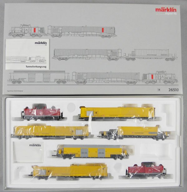 MARKLIN 26510 TUNNEL RESCUE TRAIN: HO ga, orig box & insert, C9.