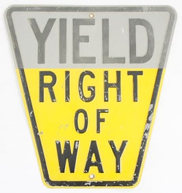 YIELD RIGHT OF WAY EMBOSSED STREET SIGN