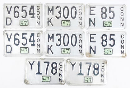 4 CONNECTICUT LICENSE PLATE PAIRS