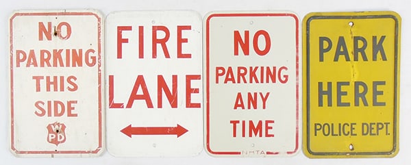 4 PAINTED METAL & WOOD STREET SIGNS